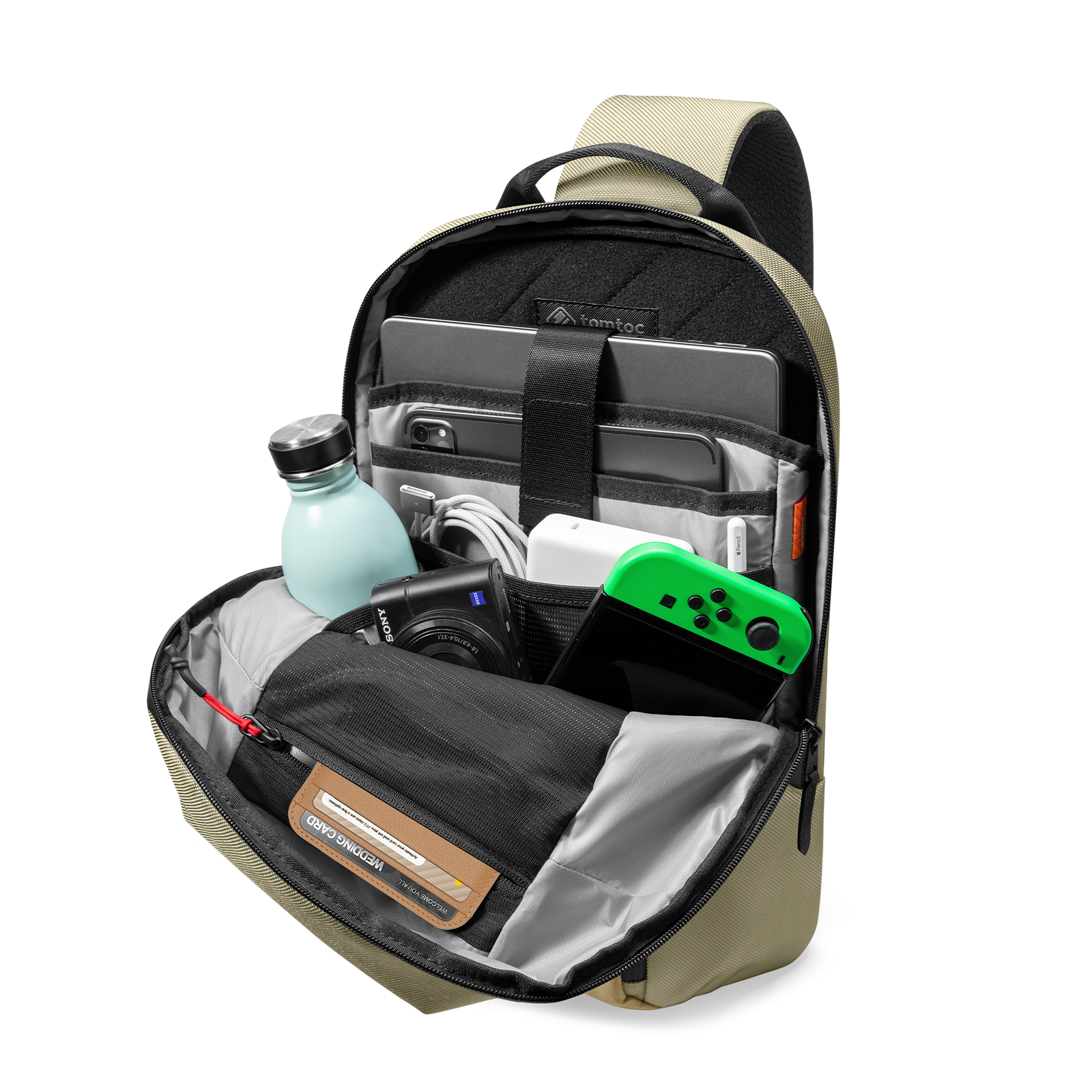 tomtoc-navigator-t24-sling-bag-7l-khaki-f-r-13-zoll-laptop image 2