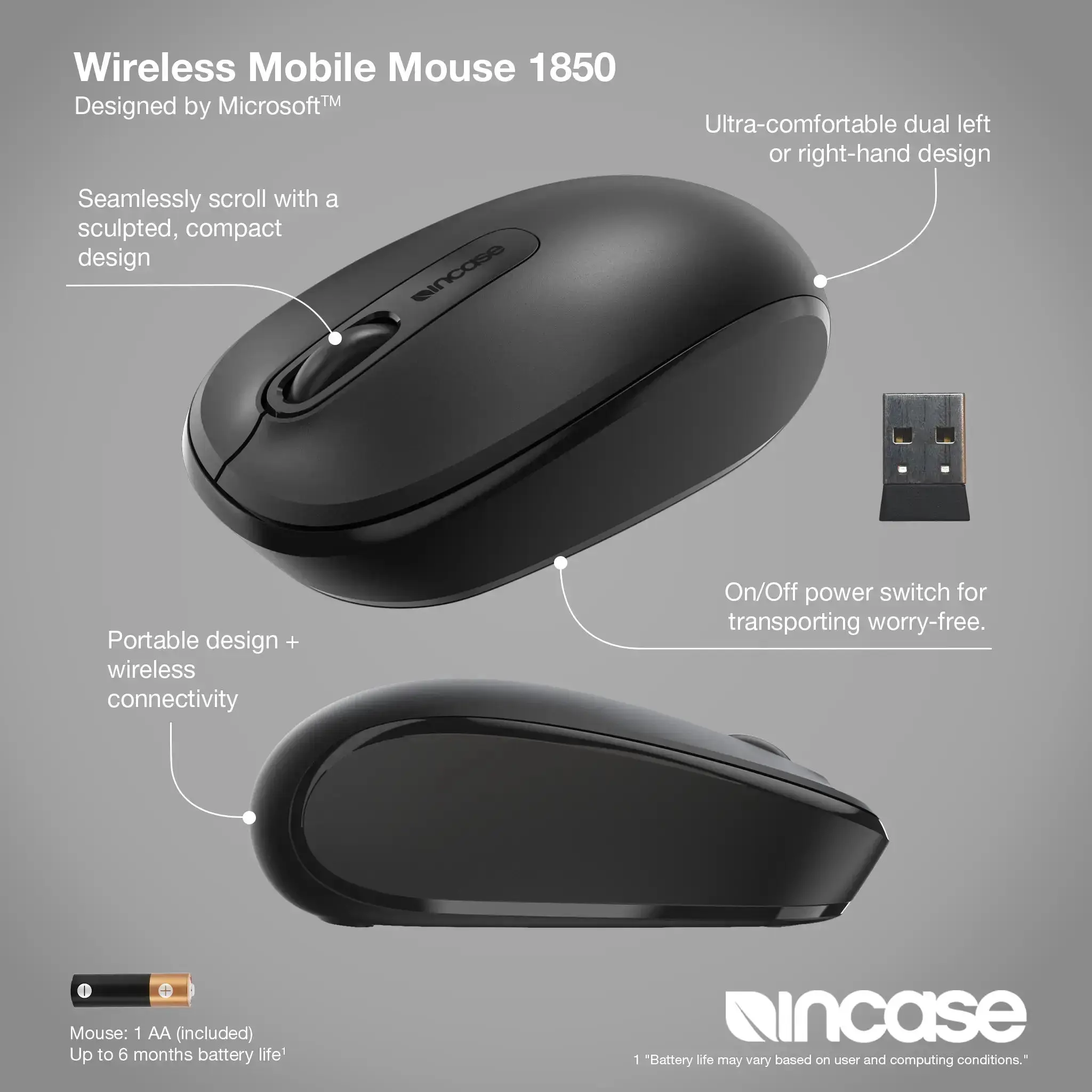 incase-wireless-mobile-mouse-1850-funkmaus-schwarz-translucent image 3