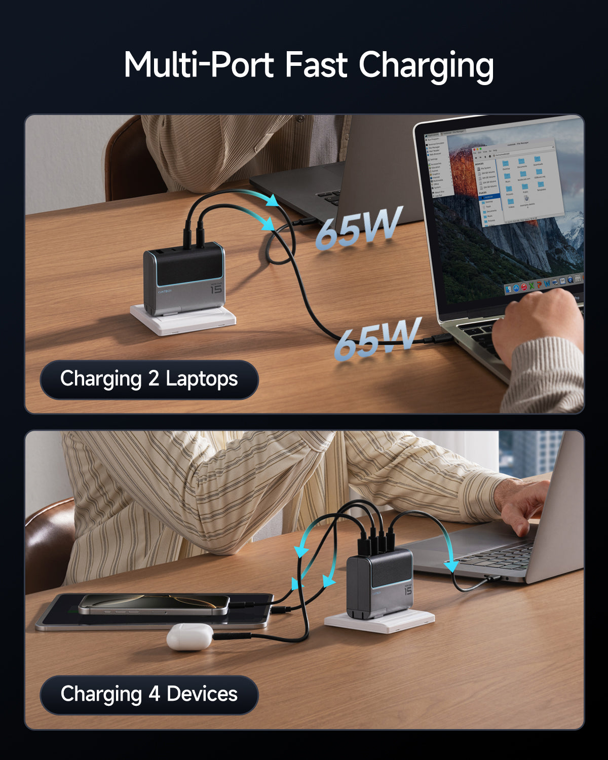 cuktech-4-in-1-140w-usb-c-ladeger-t-gan image 3