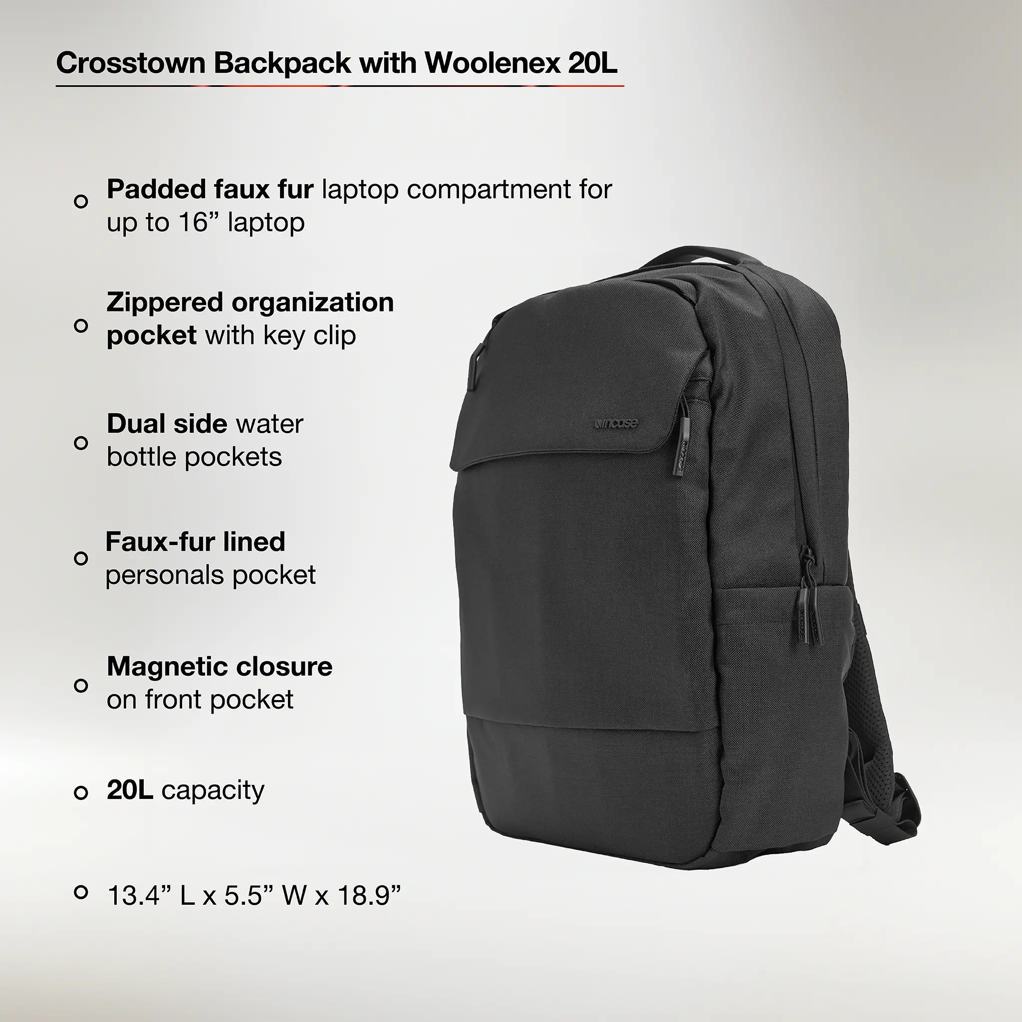 incase-crosstown-rucksack-20l-schwarz-16-zoll-woolenex image 3