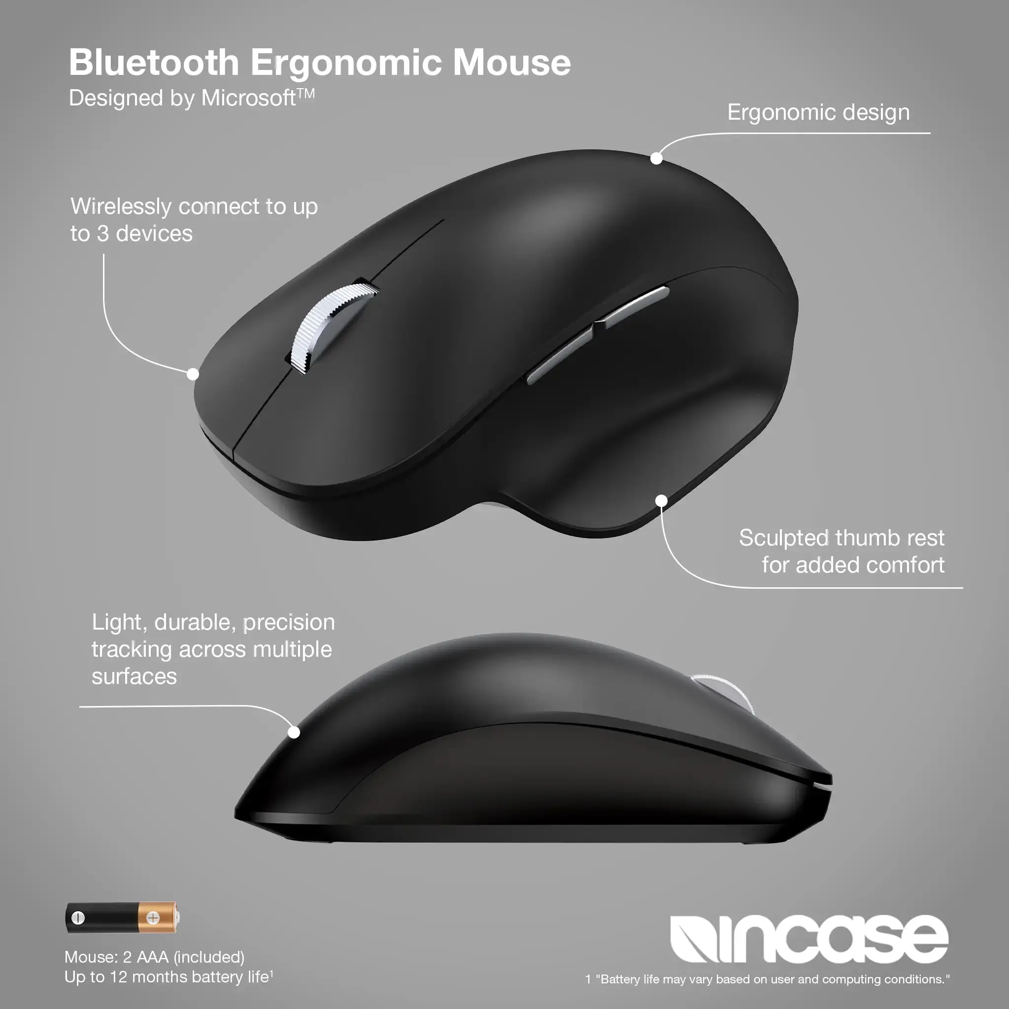 incase-designed-by-microsoft-bluetooth-ergonomic-mouse-schwarz image 2