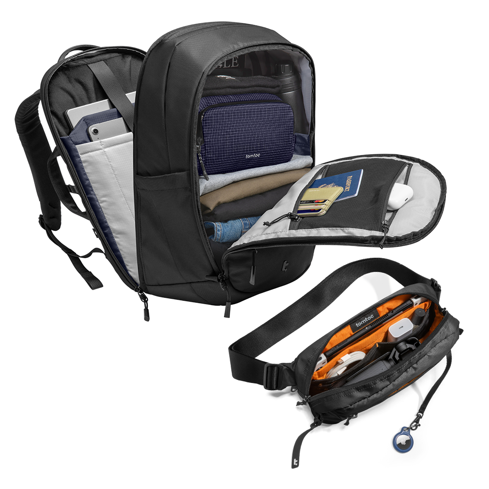 tomtoc-urban-carry-duo-rucksack-32l-chest-bag-3-5l-schwarz image 2