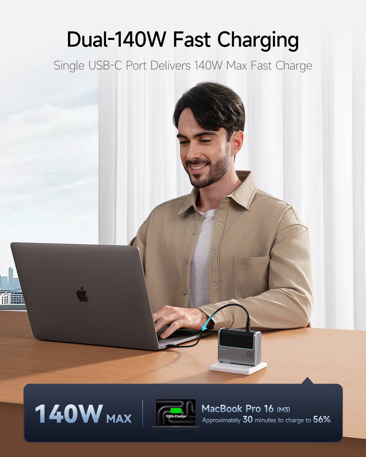 cuktech-4-in-1-140w-usb-c-ladeger-t-gan image 2