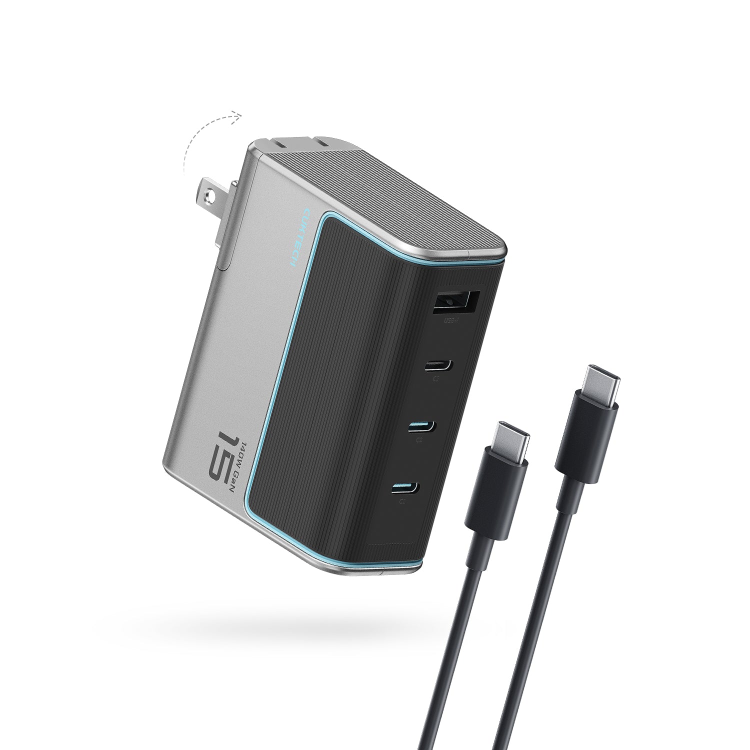 cuktech-4-in-1-140w-usb-c-ladeger-t-gan image 1