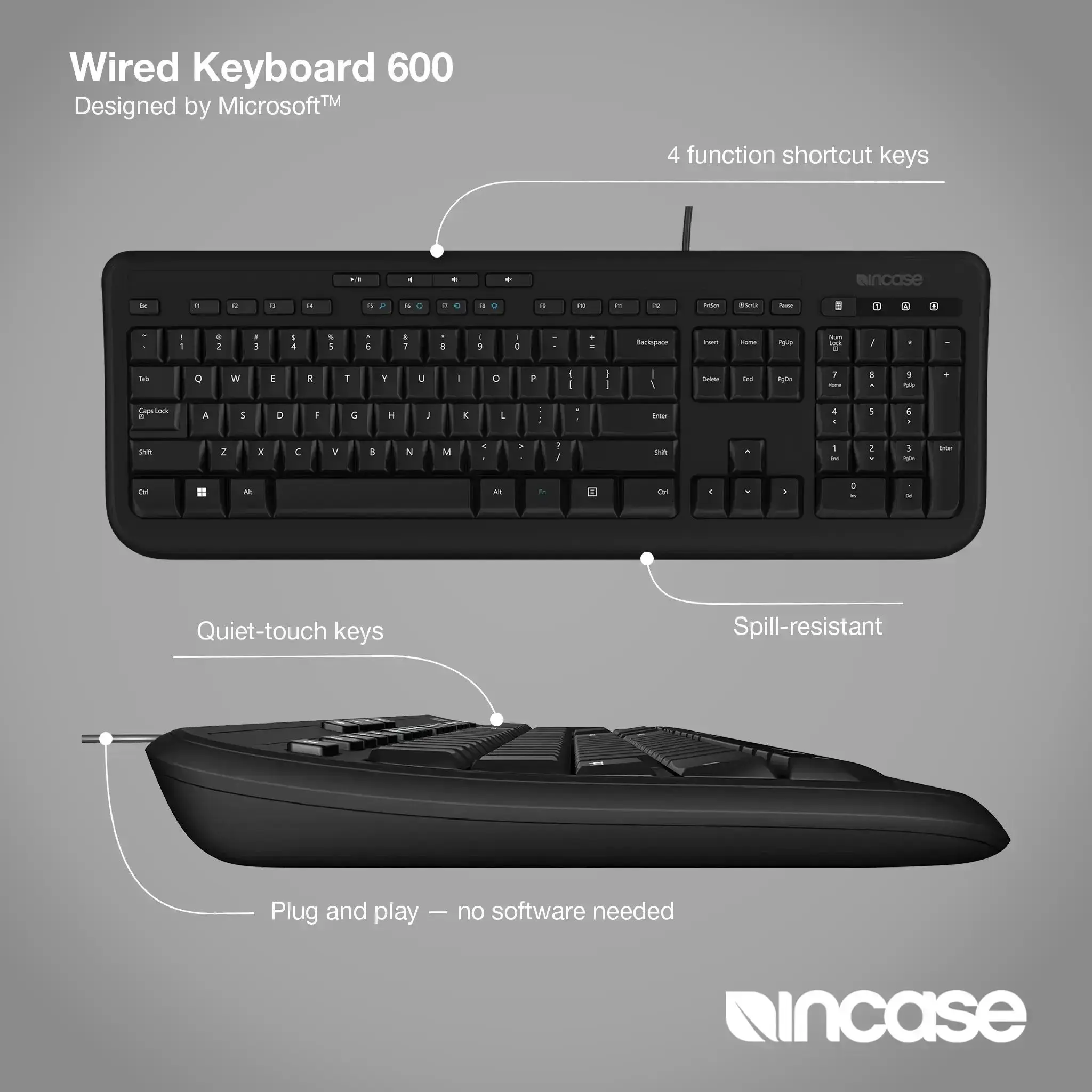 incase-designed-by-microsoft-wired-keyboard-600-tastatur-schwarz image 3