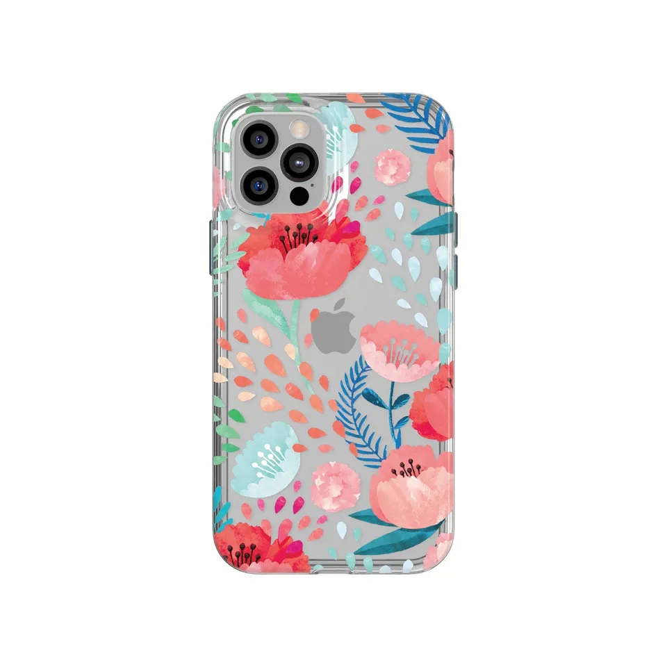 tech21-evoart-iphone-12-12-pro-handyh-lle-coral-red-blumen image 1