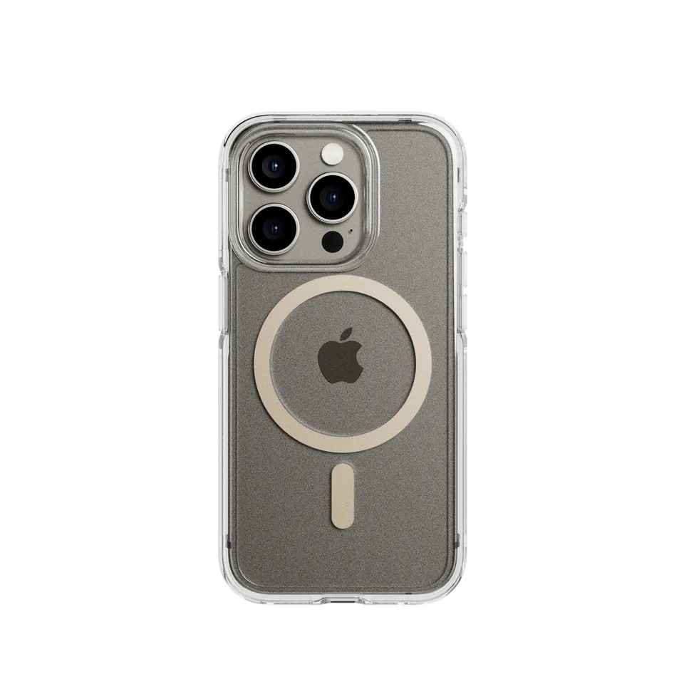tech21-flexquartz-iphone-15-pro-handyh-lle-gold-klar-magsafe image 1