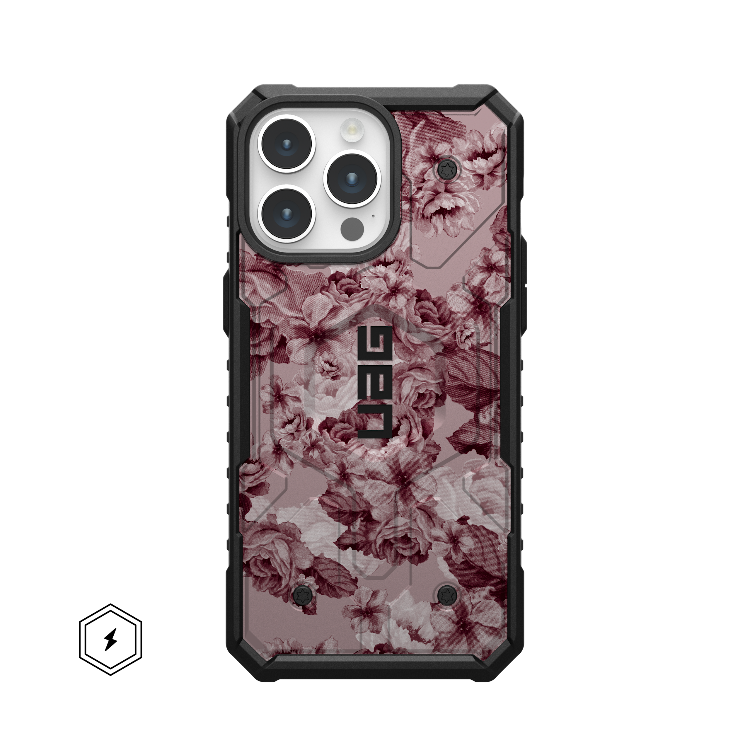 uag-pathfinder-iphone-16-pro-max-magsafe-h-lle-floral-merlot image 1
