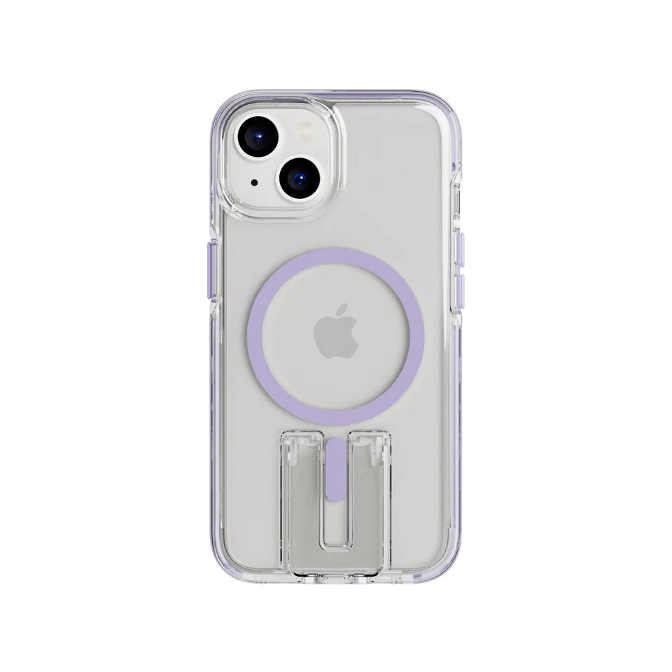 tech21-evocrystal-kick-iphone-13-14-15-h-lle-clear-lilac-magsafe image 1