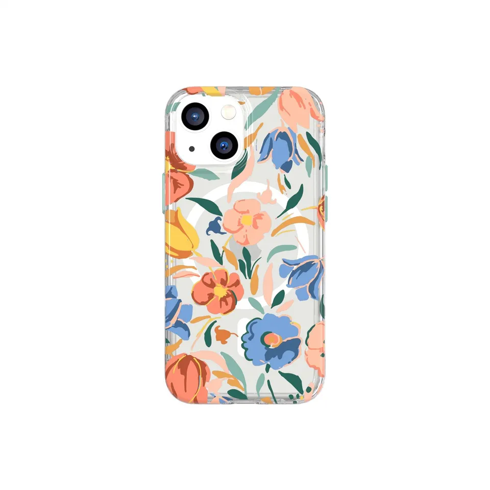 tech21-evoart-iphone-13-mini-h-lle-peach-tulip-blumen image 1