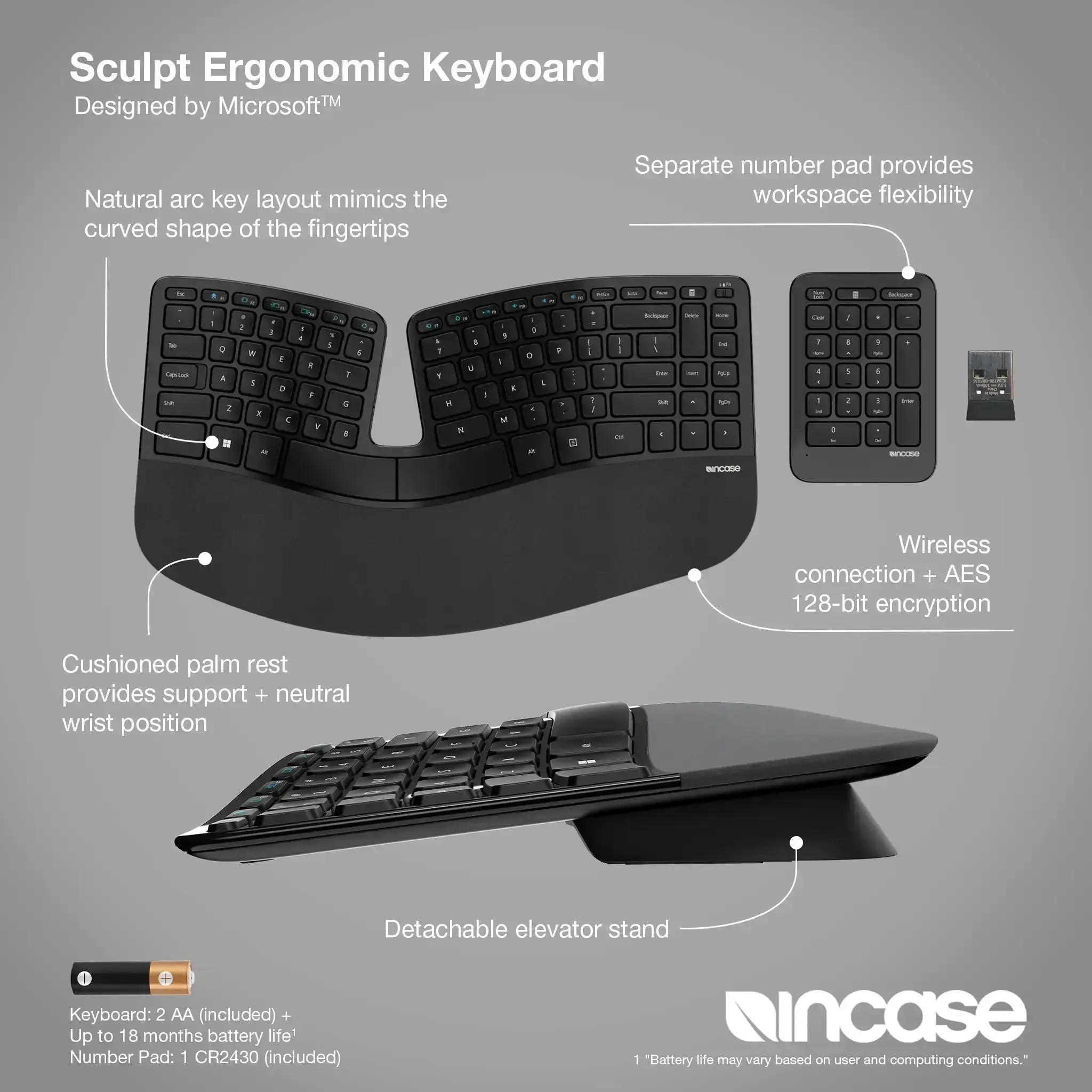 incase-designed-by-microsoft-sculpt-tastatur-schwarz-ergonomisch image 3
